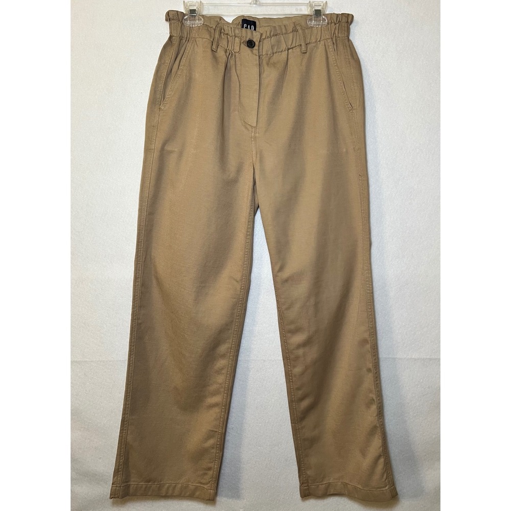 GAP Twill Khaki Elastic Waist Lagenlook Oversize Minimalist Barrel Pants Women M